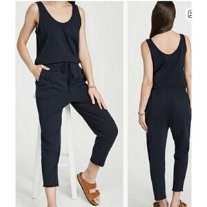 FRANK & EILEEN Heritage Jersey Tank Jumpsuit Sz S Black Essential Basic